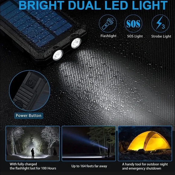 ⚡️☀️SOLAR Charger USB Portable Power Bank for Cell Phones,laptop with flashlight - Picture 6 of 10